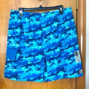 Men’s Large Luguna Coastal fit blue camouflage swim trunks UPF 50